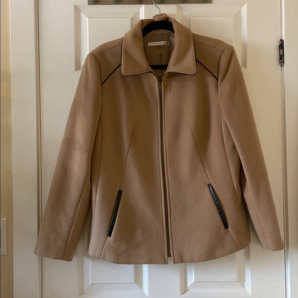 Peter Nygard tan wool jacket coat